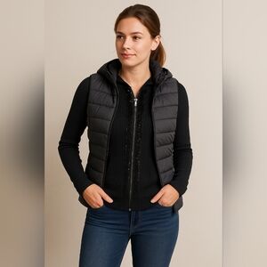 Belldini Black Ribbed Sequin Zip Hoodie Size Medium